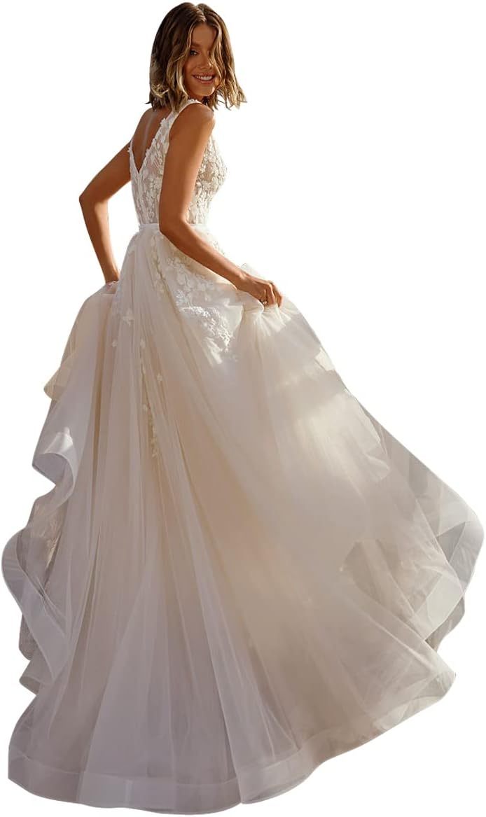 Lace Appliqued Wedding Dresses for Bride 2025 Beach Wedding Bridal Gowns for Women SE002-BMbridal.UK