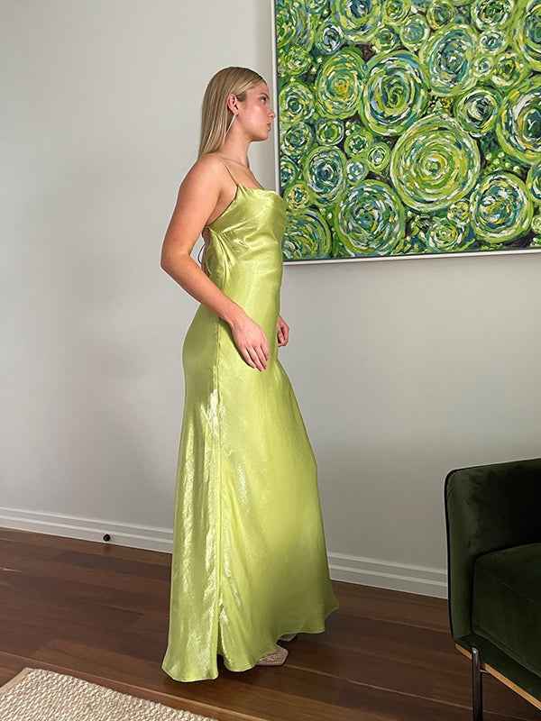 Light Green Sheath Spaghetti Straps Long Prom Party Dress with Backless