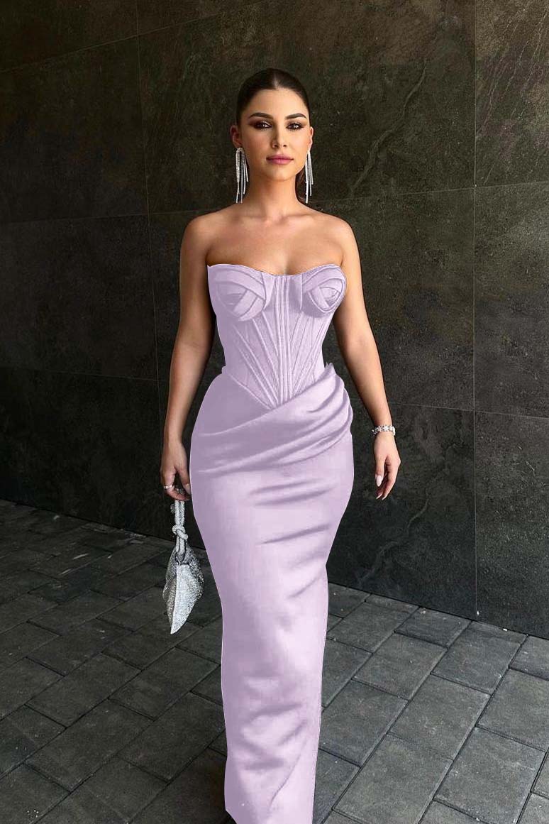 Black Strapless Sleeveless Sweetheart Long Prom Dress With Pleated