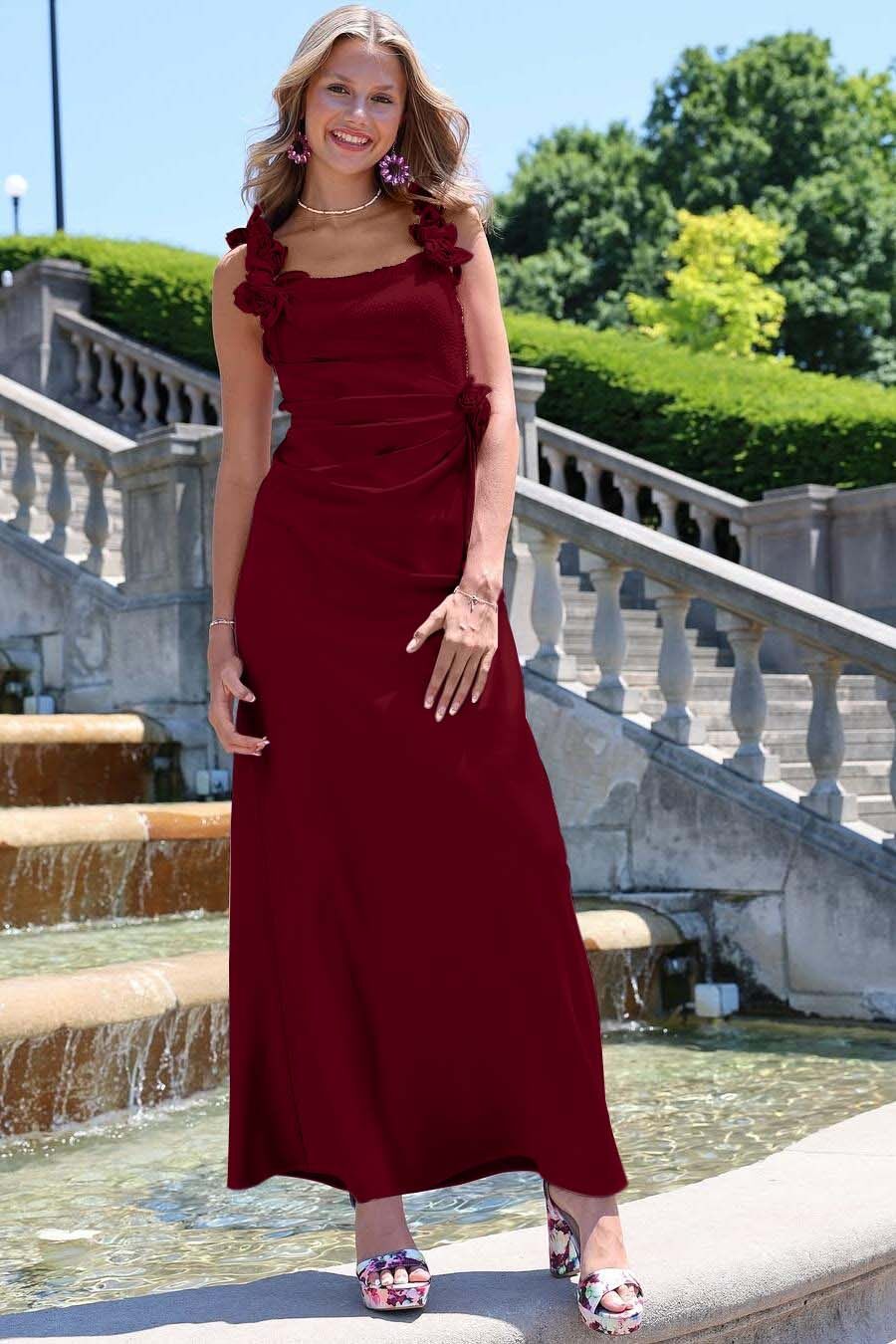 Charming Sleeveless Straps Mermaid Long Prom Dress With Pleated