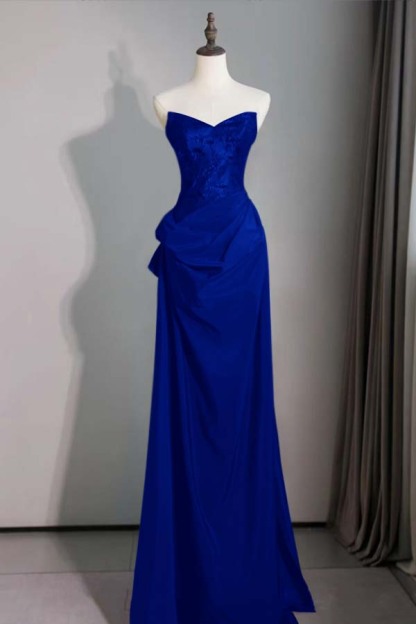 Spaghetti Strap Sleeveless Long Mermaid Prom Dress With Pleated