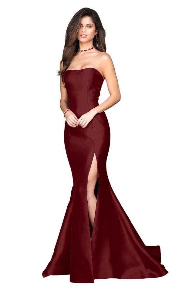 White Strapless Sleeveless Long Mermaid Prom Dress With Split