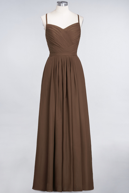 BMbridal Glamorous Spaghetti Straps Sweetheart Ruffle Chiffon Bridesmaid Dress Online-BMbridal