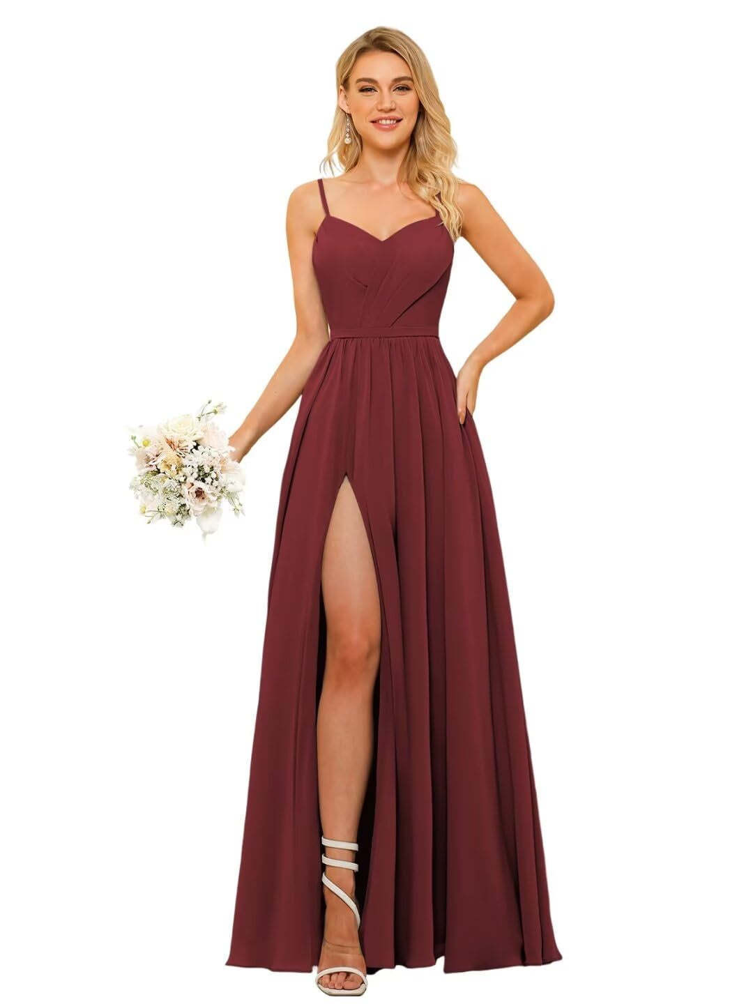 Floor-Length Sleeveless Square Neckline Chiffon Bridesmaid Dress in Princess/A-Line Style