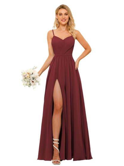 Floor-Length Sleeveless Square Neckline Chiffon Bridesmaid Dress in Princess/A-Line Style