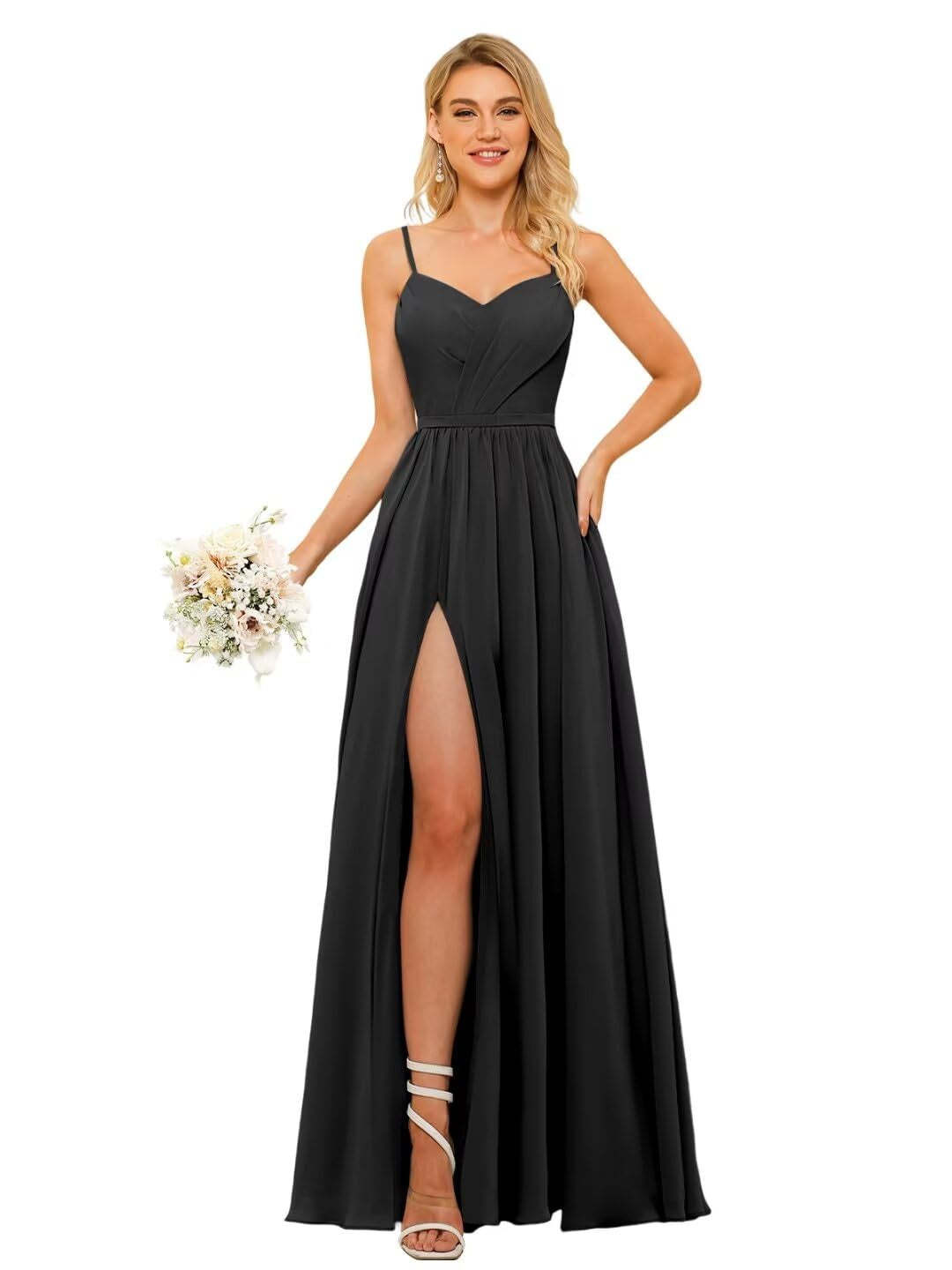 Floor-Length Sleeveless Square Neckline Chiffon Bridesmaid Dress in Princess/A-Line Style