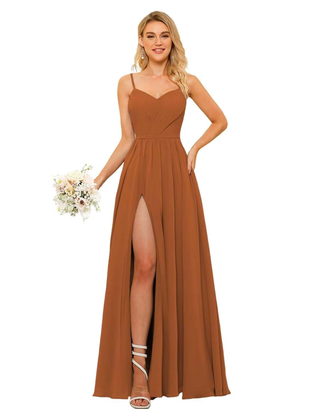 Floor-Length Sleeveless Square Neckline Chiffon Bridesmaid Dress in Princess/A-Line Style