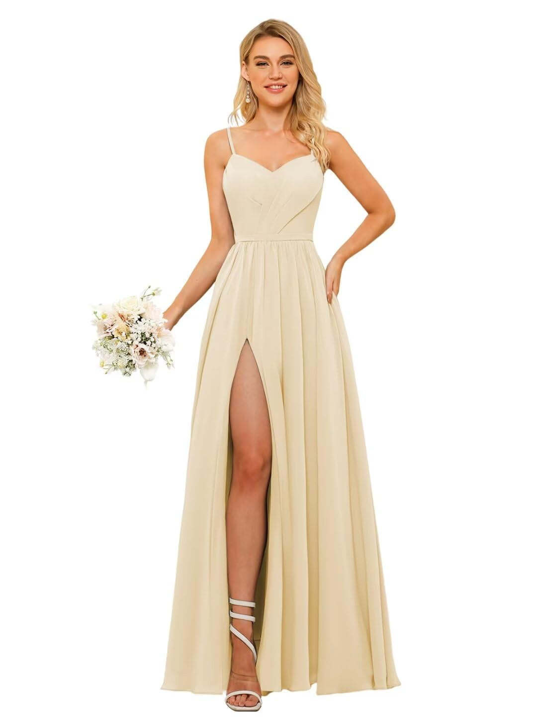 Floor-Length Sleeveless Square Neckline Chiffon Bridesmaid Dress in Princess/A-Line Style