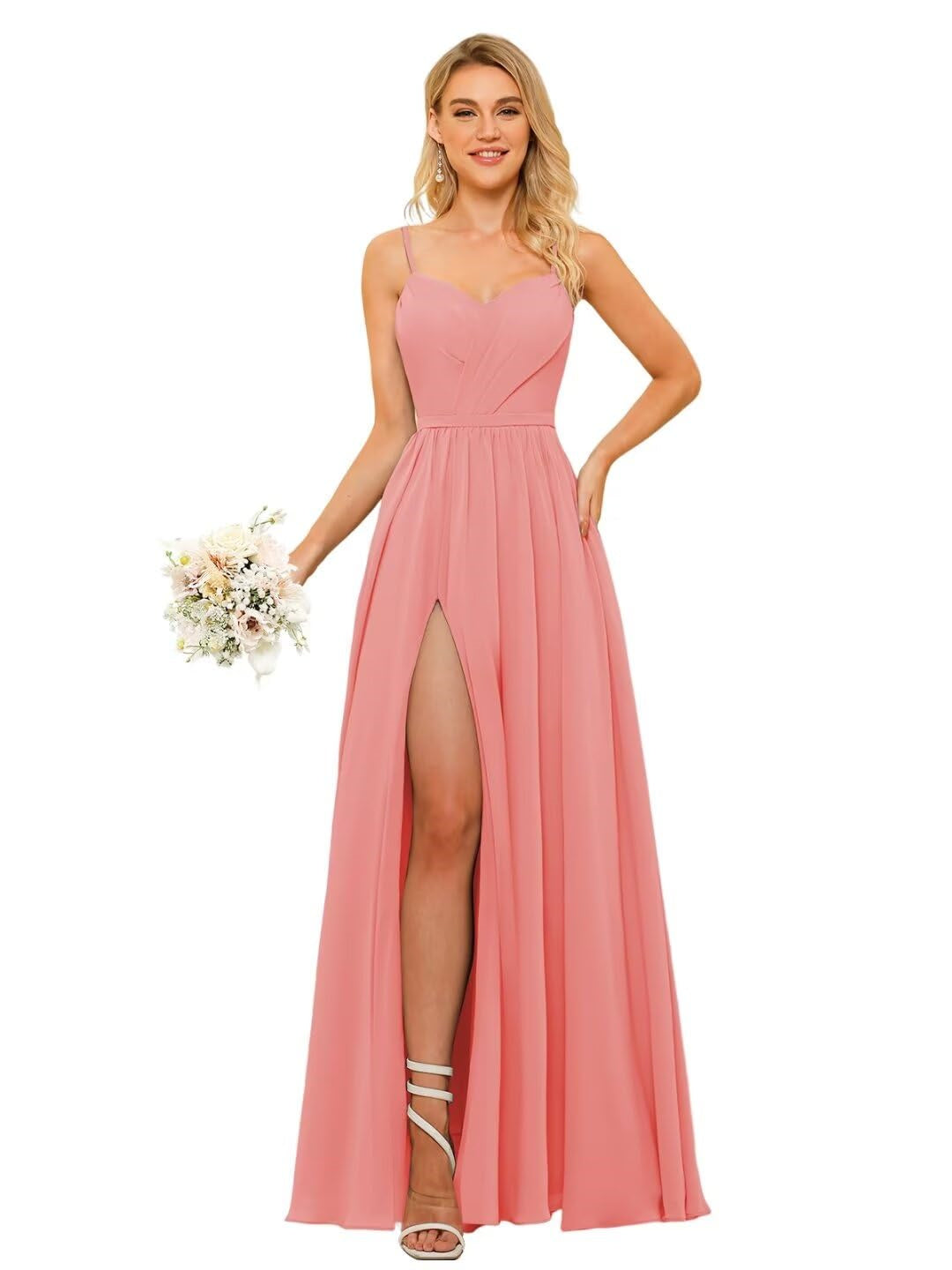 Floor-Length Sleeveless Square Neckline Chiffon Bridesmaid Dress in Princess/A-Line Style