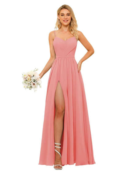 Floor-Length Sleeveless Square Neckline Chiffon Bridesmaid Dress in Princess/A-Line Style