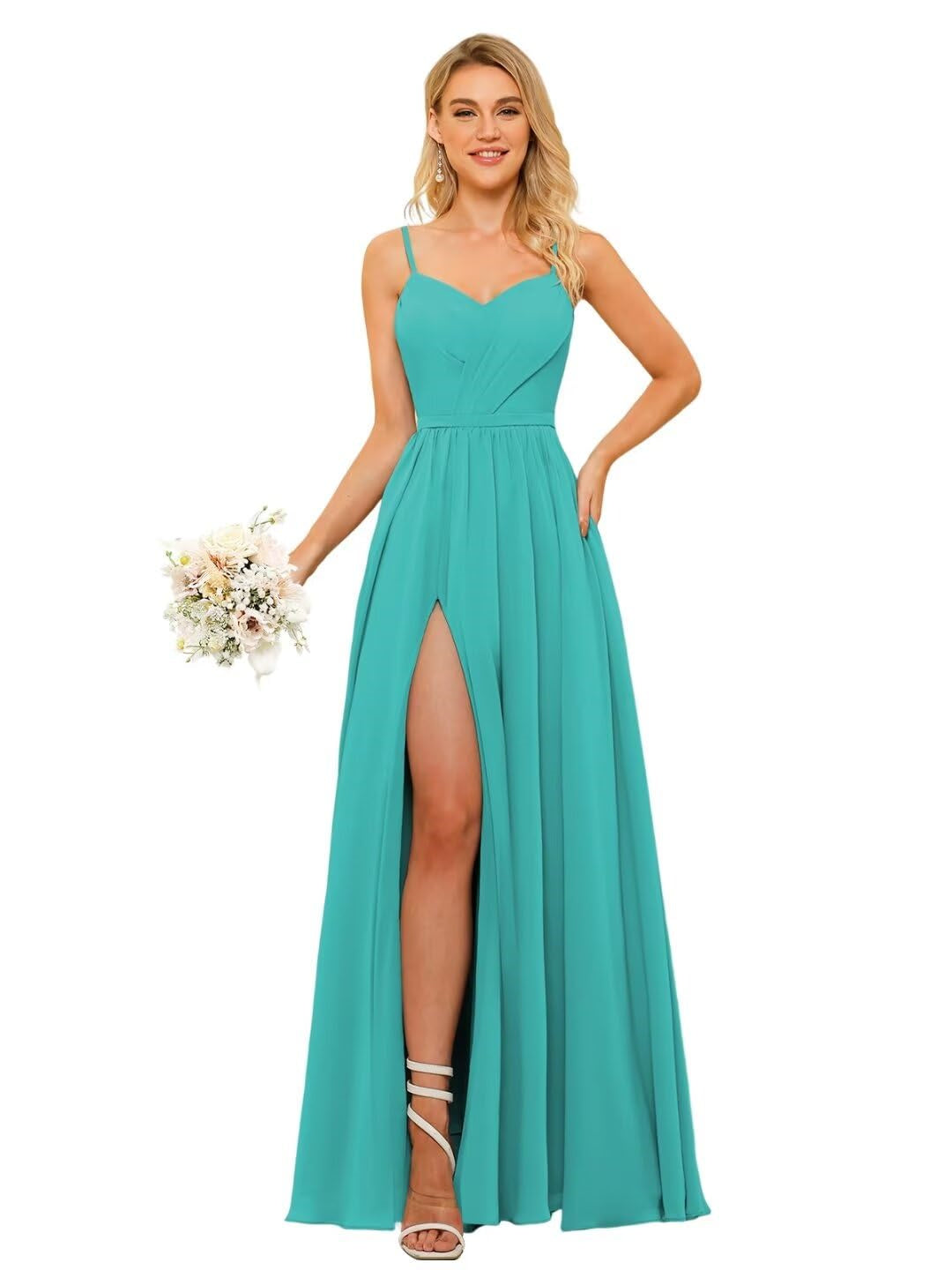 Floor-Length Sleeveless Square Neckline Chiffon Bridesmaid Dress in Princess/A-Line Style