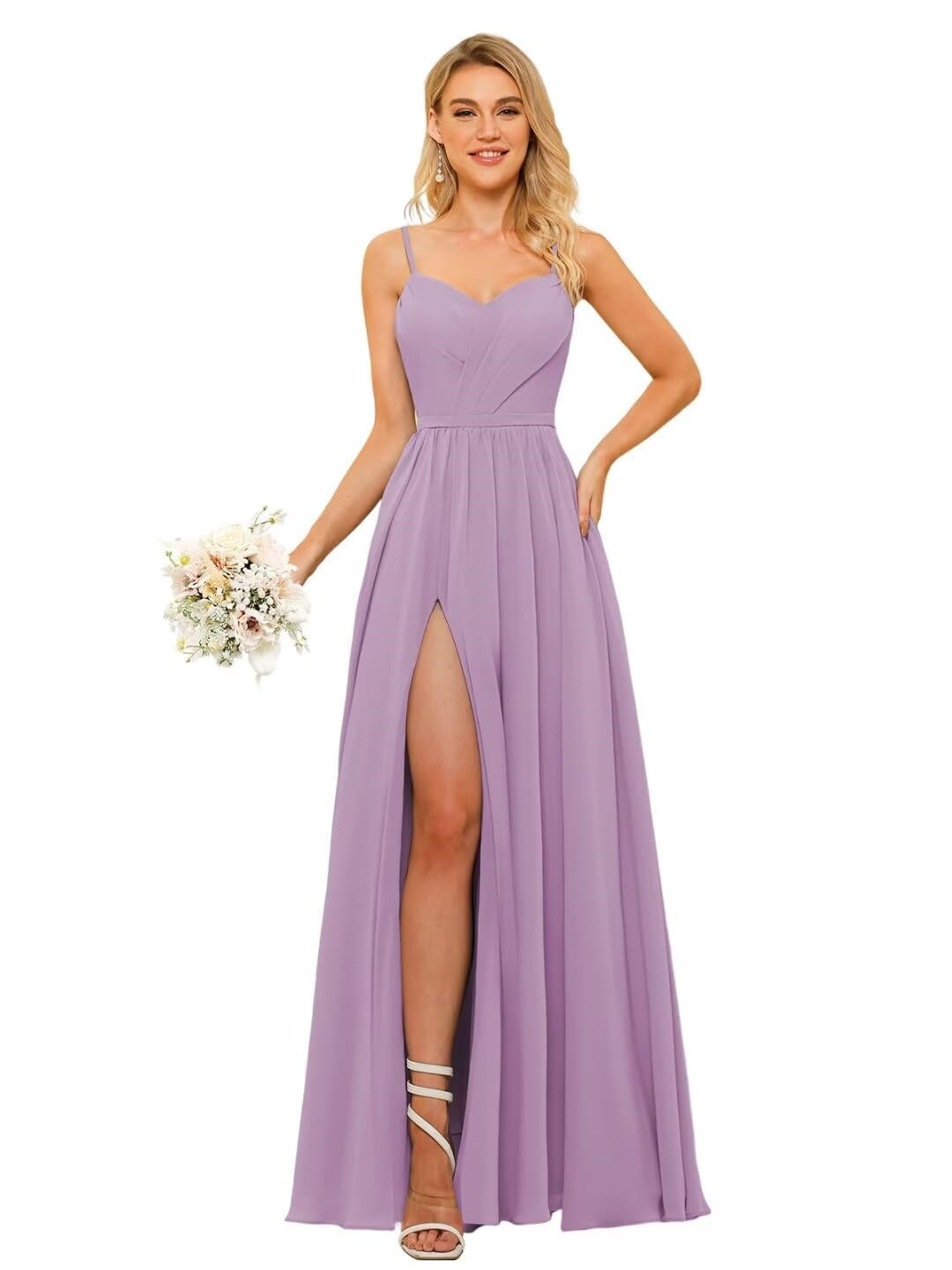 Floor-Length Sleeveless Square Neckline Chiffon Bridesmaid Dress in Princess/A-Line Style