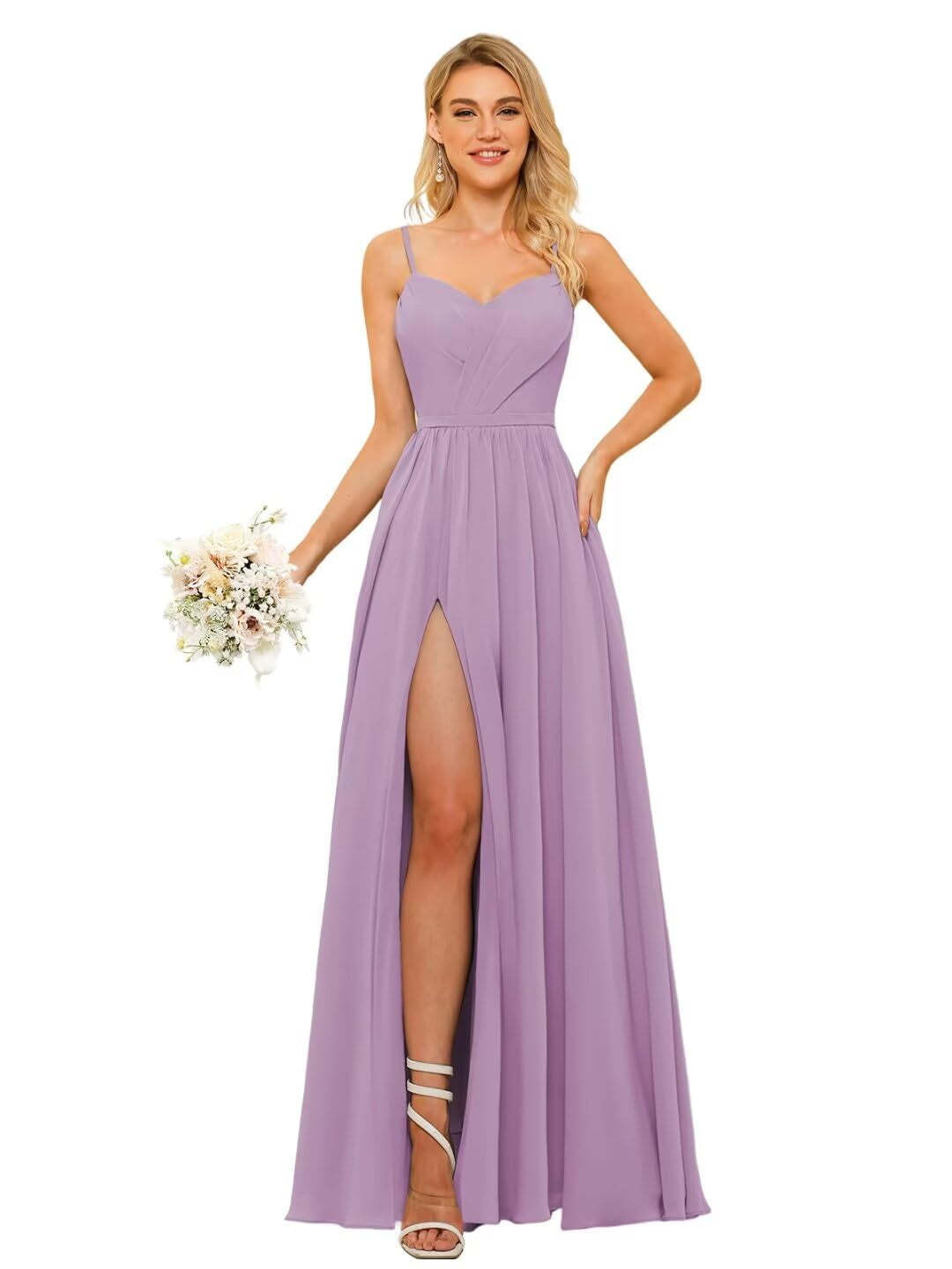 Floor-Length Sleeveless Square Neckline Chiffon Bridesmaid Dress in Princess/A-Line Style