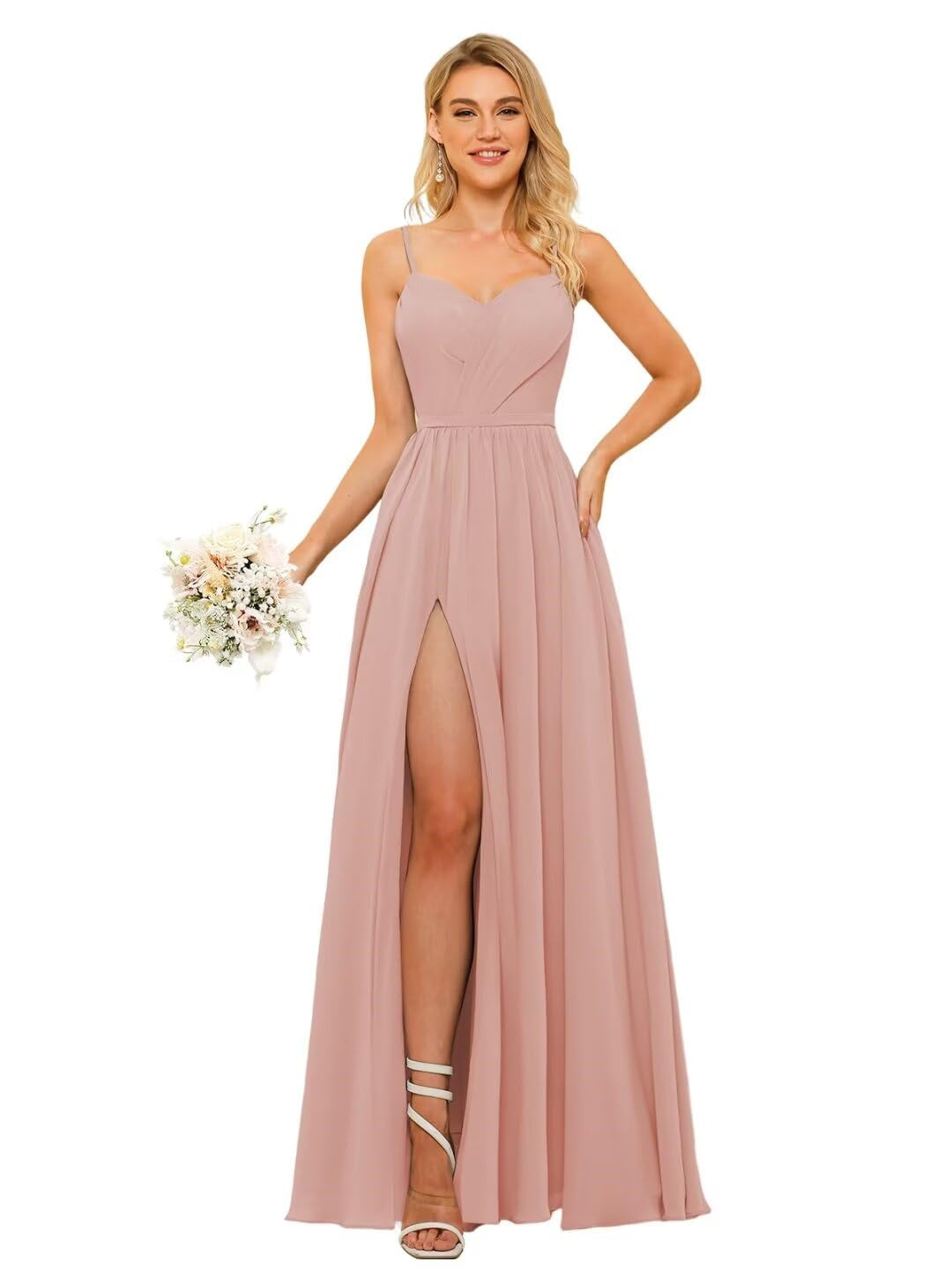 Floor-Length Sleeveless Square Neckline Chiffon Bridesmaid Dress in Princess/A-Line Style