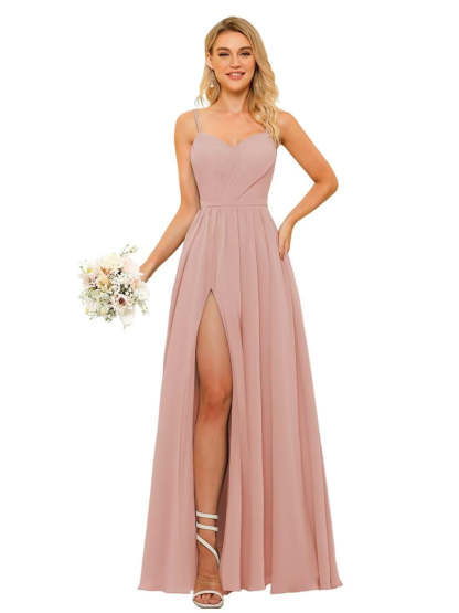 Floor-Length Sleeveless Square Neckline Chiffon Bridesmaid Dress in Princess/A-Line Style