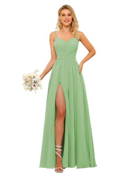 Floor-Length Sleeveless Square Neckline Chiffon Bridesmaid Dress in Princess/A-Line Style