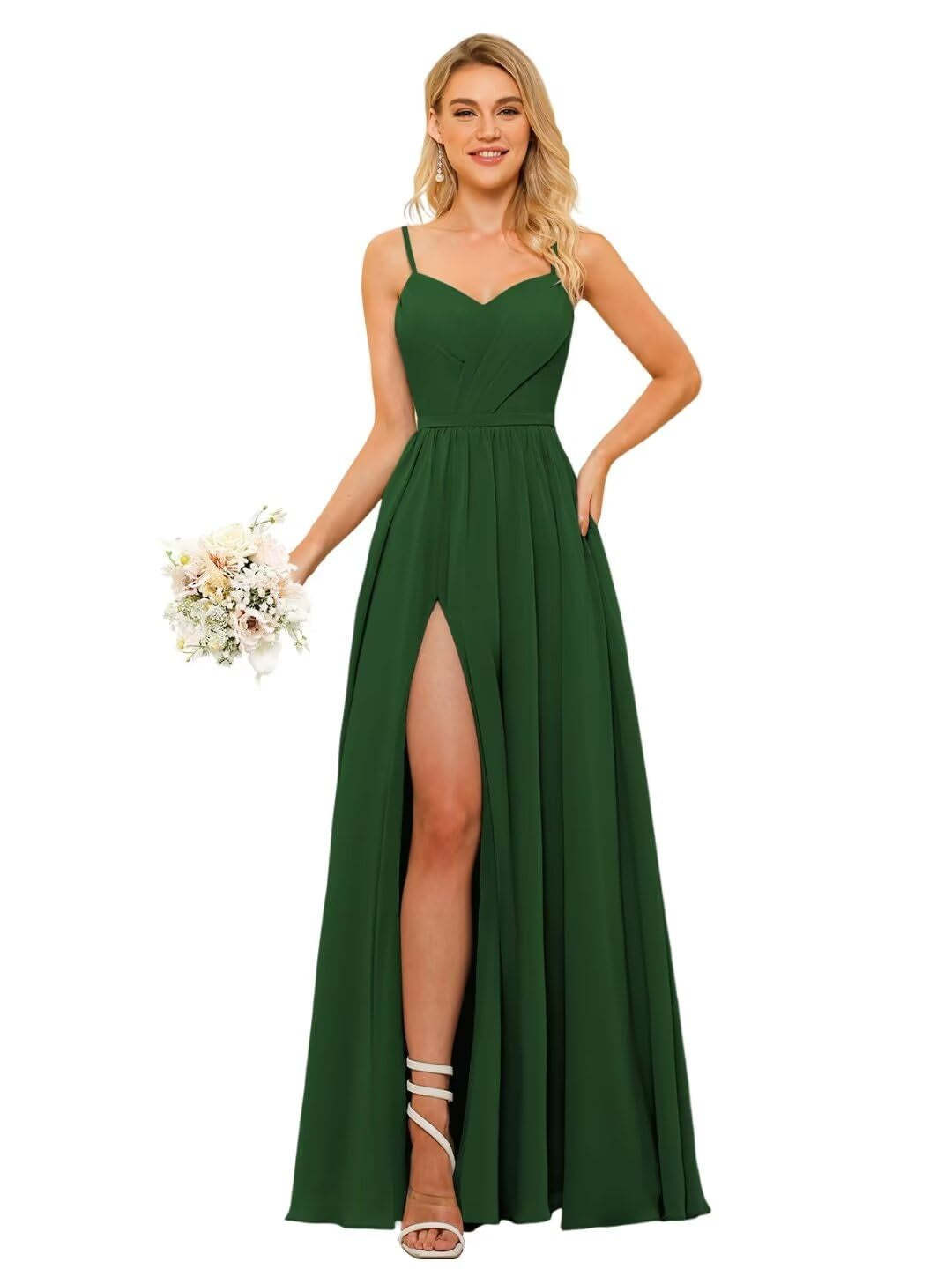 Floor-Length Sleeveless Square Neckline Chiffon Bridesmaid Dress in Princess/A-Line Style