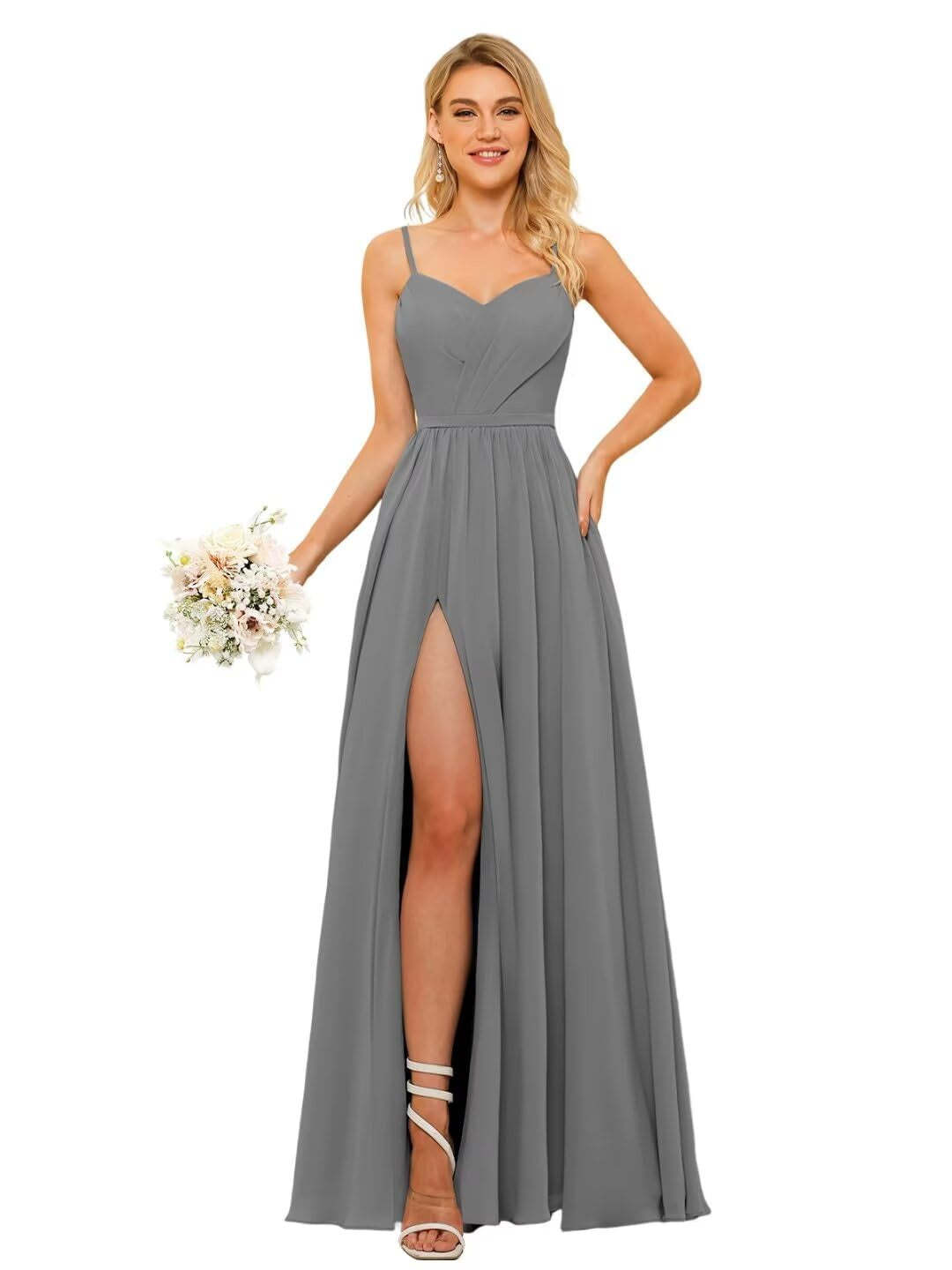 Floor-Length Sleeveless Square Neckline Chiffon Bridesmaid Dress in Princess/A-Line Style