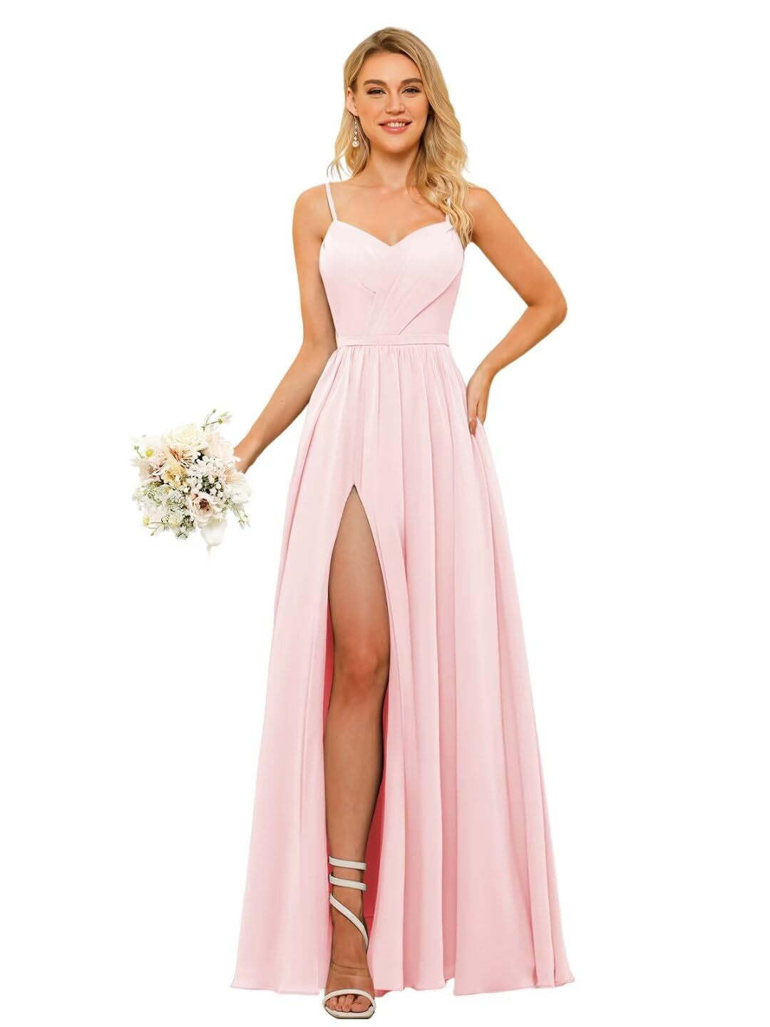 Floor-Length Sleeveless Square Neckline Chiffon Bridesmaid Dress in Princess/A-Line Style