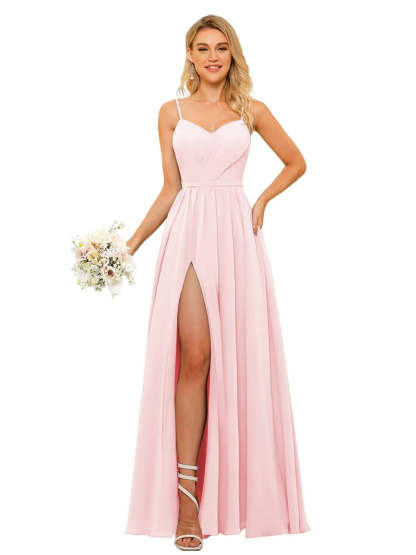 Floor-Length Sleeveless Square Neckline Chiffon Bridesmaid Dress in Princess/A-Line Style