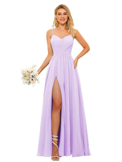 Floor-Length Sleeveless Square Neckline Chiffon Bridesmaid Dress in Princess/A-Line Style