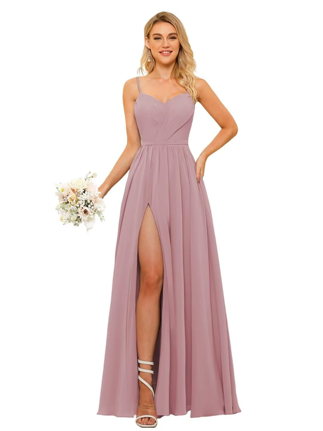 Floor-Length Sleeveless Square Neckline Chiffon Bridesmaid Dress in Princess/A-Line Style