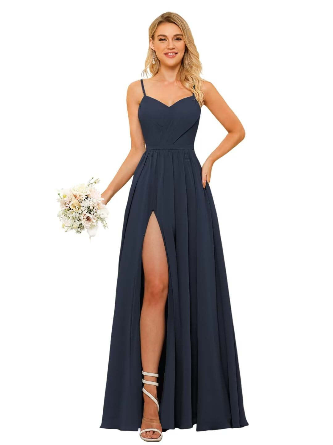 Floor-Length Sleeveless Square Neckline Chiffon Bridesmaid Dress in Princess/A-Line Style