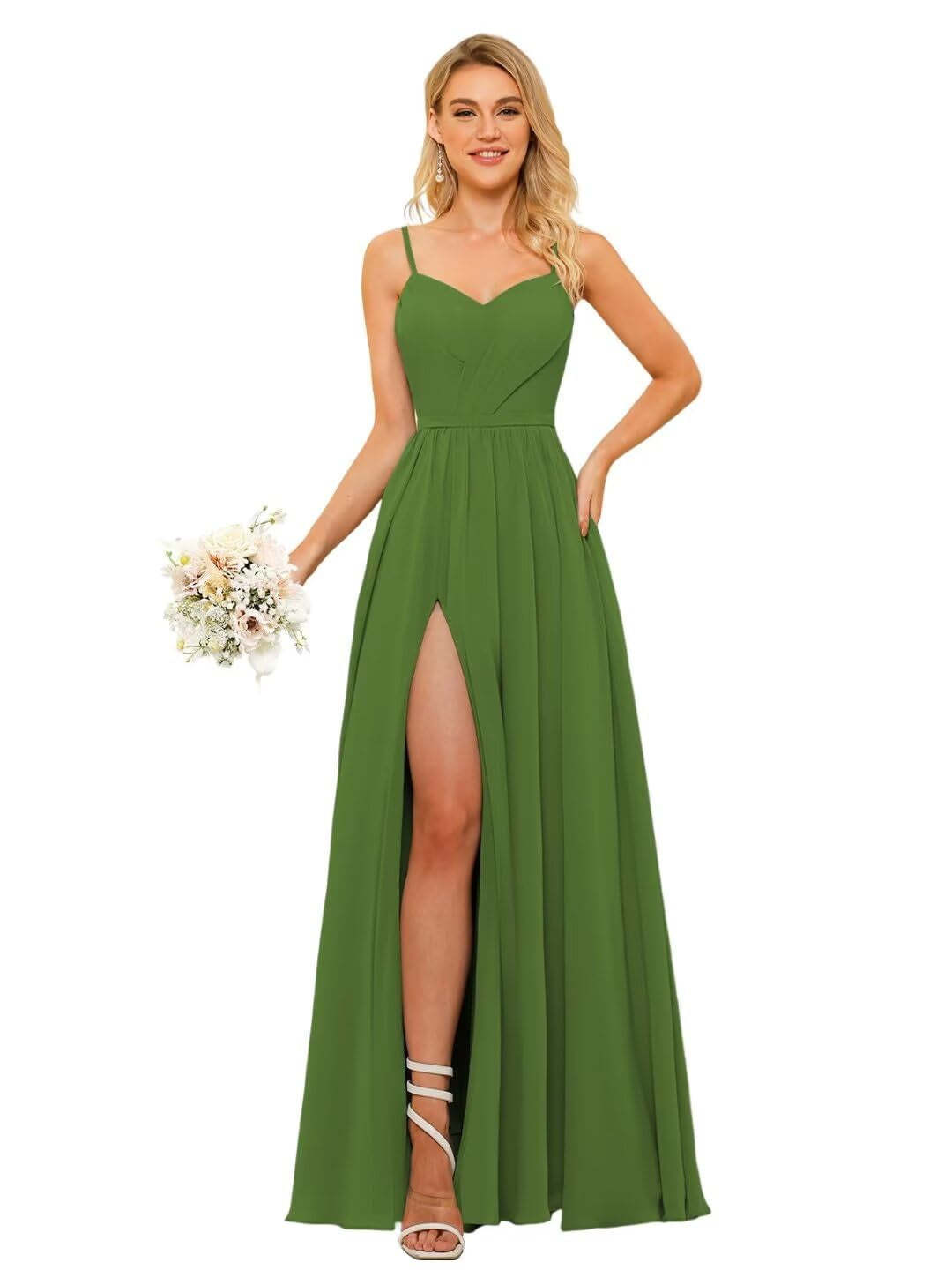 Floor-Length Sleeveless Square Neckline Chiffon Bridesmaid Dress in Princess/A-Line Style