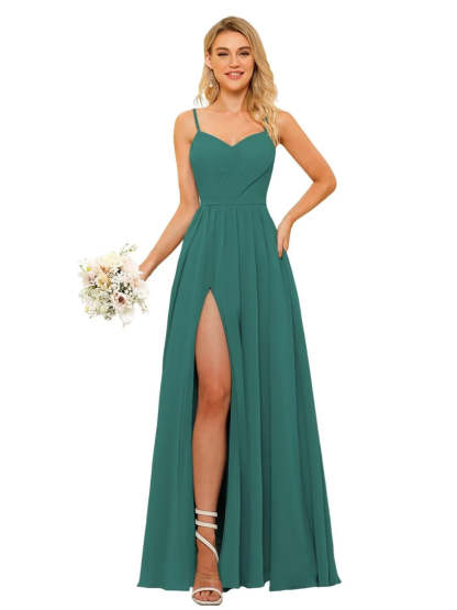 Floor-Length Sleeveless Square Neckline Chiffon Bridesmaid Dress in Princess/A-Line Style