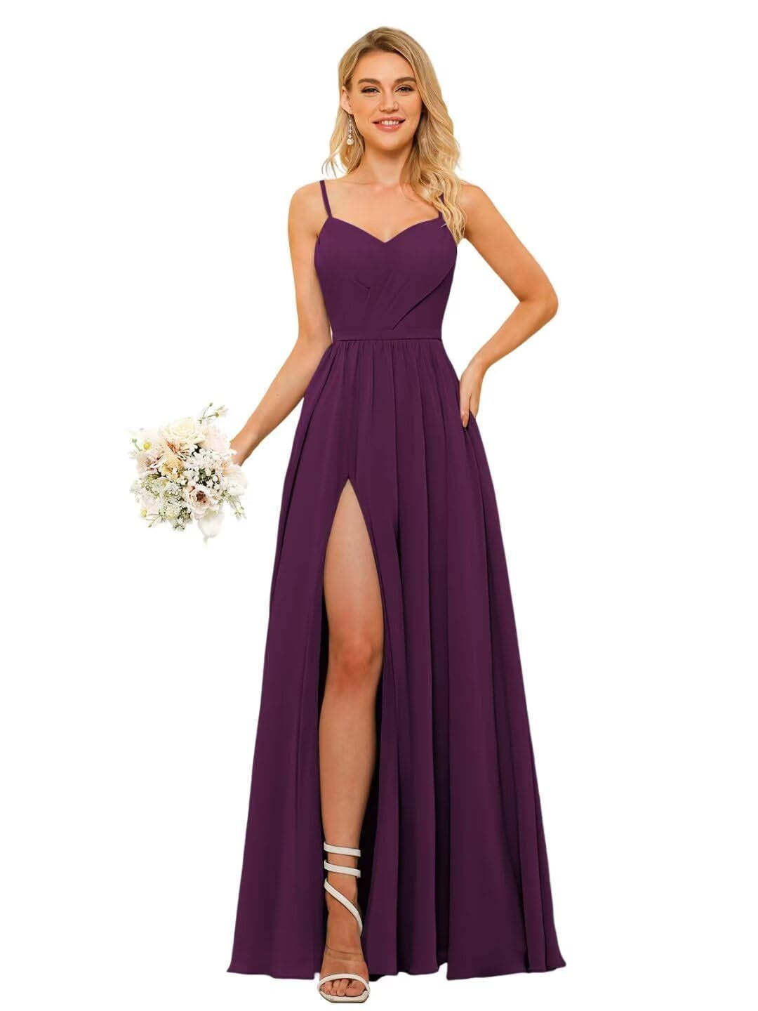 Floor-Length Sleeveless Square Neckline Chiffon Bridesmaid Dress in Princess/A-Line Style