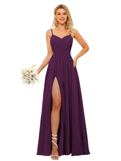 Floor-Length Sleeveless Square Neckline Chiffon Bridesmaid Dress in Princess/A-Line Style