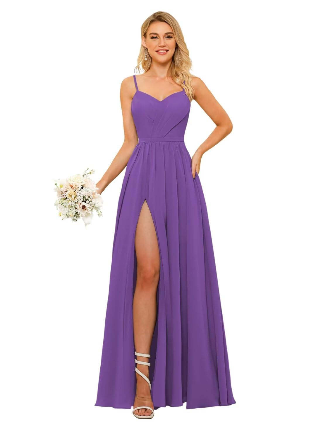 Floor-Length Sleeveless Square Neckline Chiffon Bridesmaid Dress in Princess/A-Line Style
