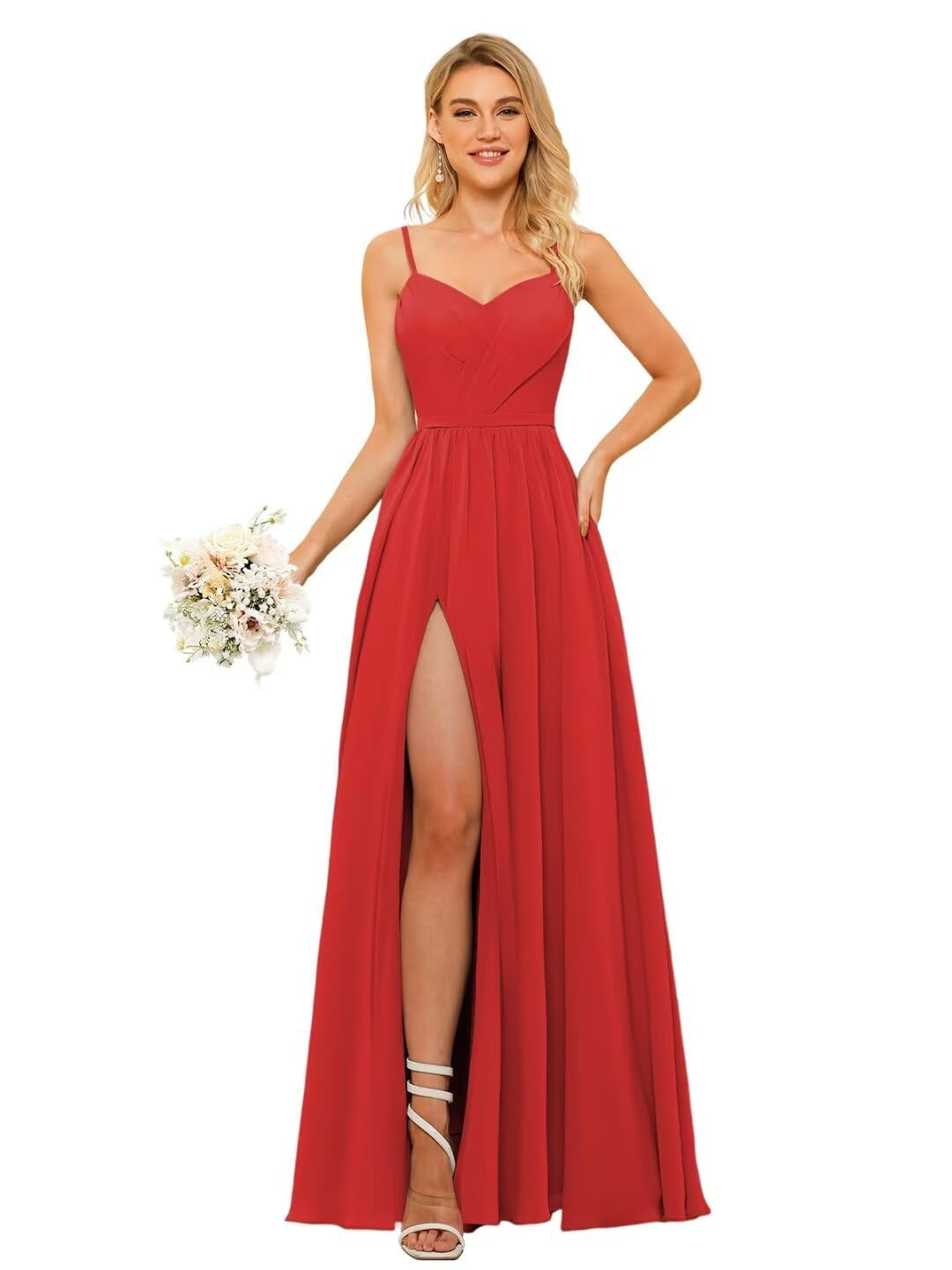 Floor-Length Sleeveless Square Neckline Chiffon Bridesmaid Dress in Princess/A-Line Style