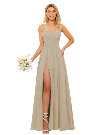 Floor-Length Sleeveless Square Neckline Chiffon Bridesmaid Dress in Princess/A-Line Style