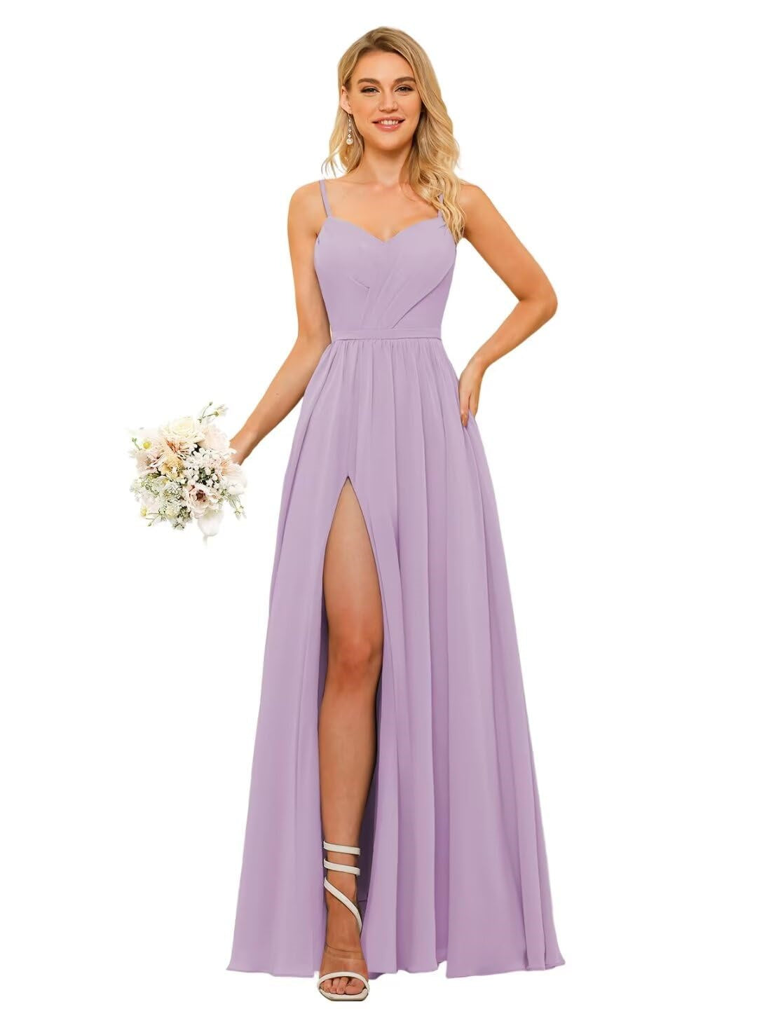 Floor-Length Sleeveless Square Neckline Chiffon Bridesmaid Dress in Princess/A-Line Style