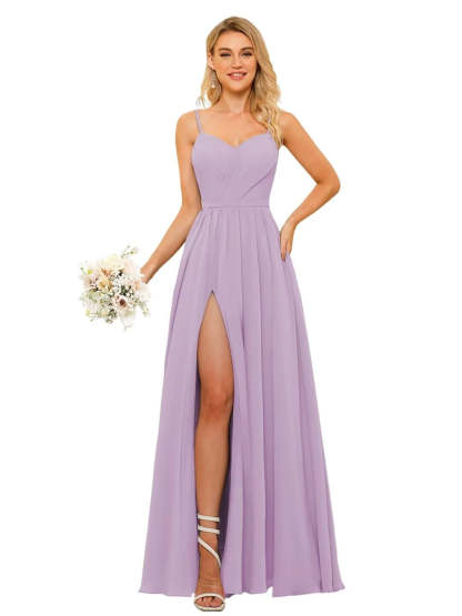 Floor-Length Sleeveless Square Neckline Chiffon Bridesmaid Dress in Princess/A-Line Style