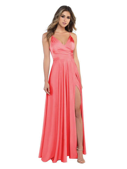 V-Neck Sleeveless Floor-Length Princess Satin Bridesmaid Dress in A-Line
