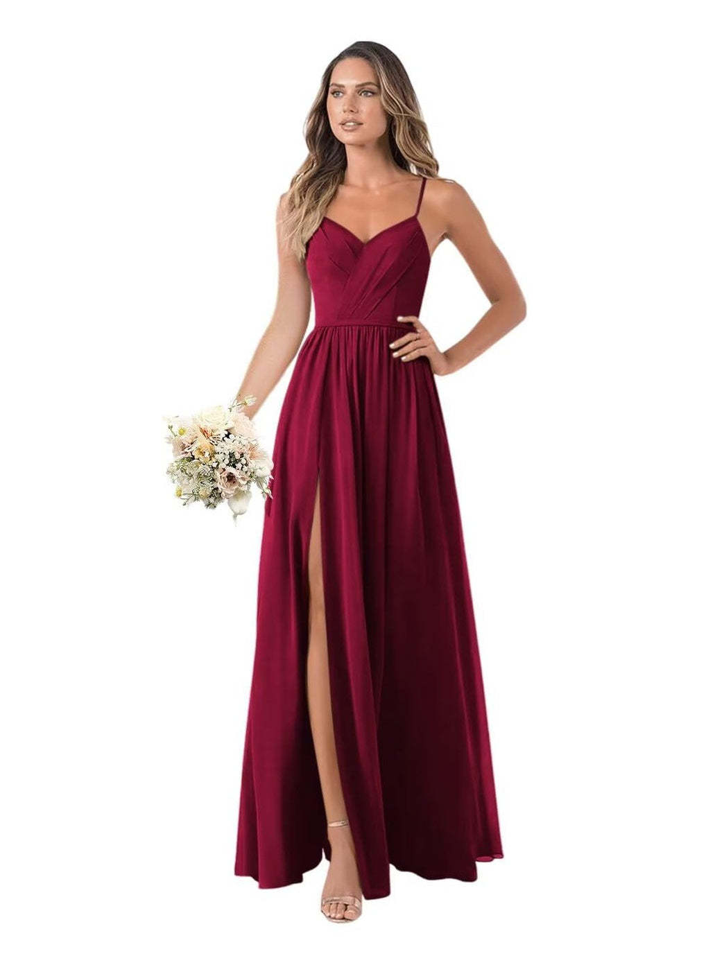 Floor-Length Sleeveless Chiffon Bridesmaid Dresses in A-Line/Princess Style