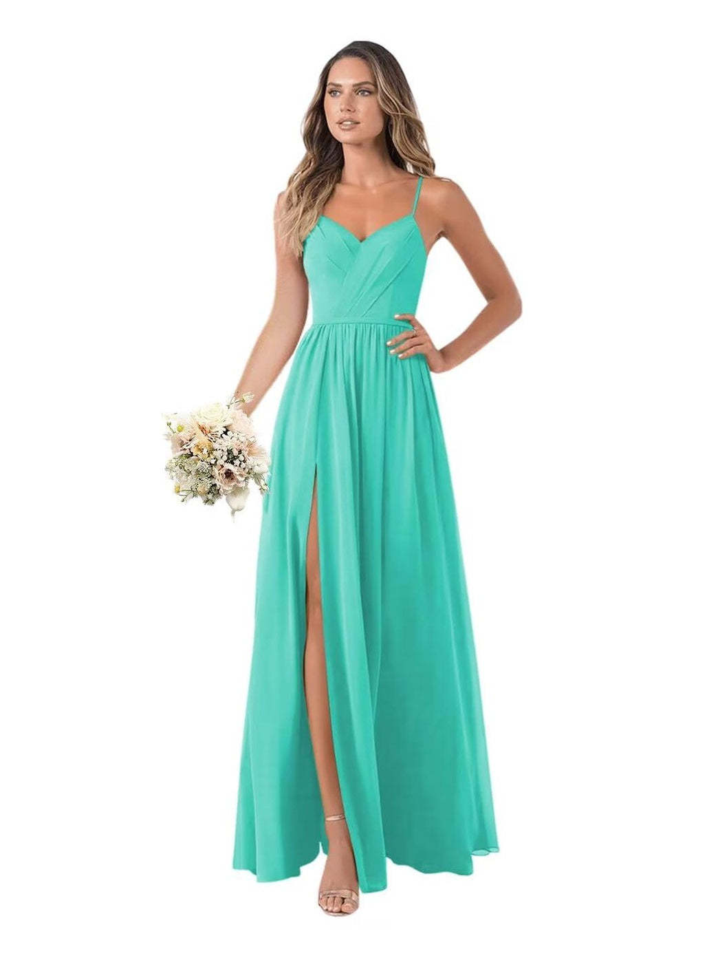 Floor-Length Sleeveless Chiffon Bridesmaid Dresses in A-Line/Princess Style