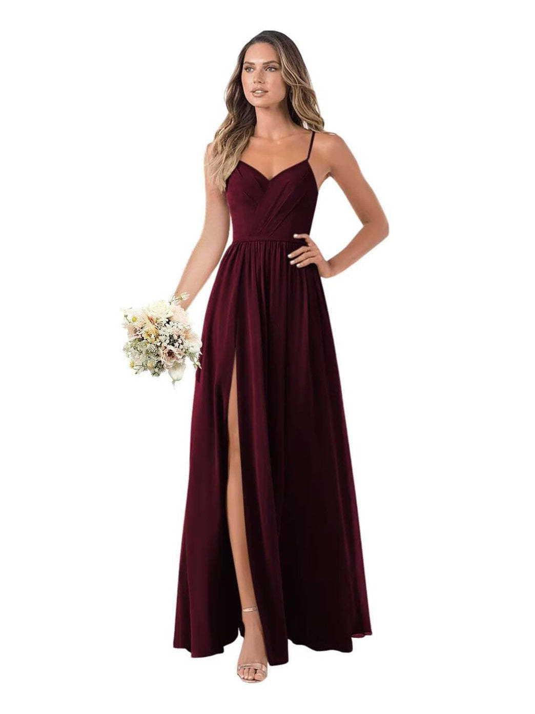 Floor-Length Sleeveless Chiffon Bridesmaid Dresses in A-Line/Princess Style