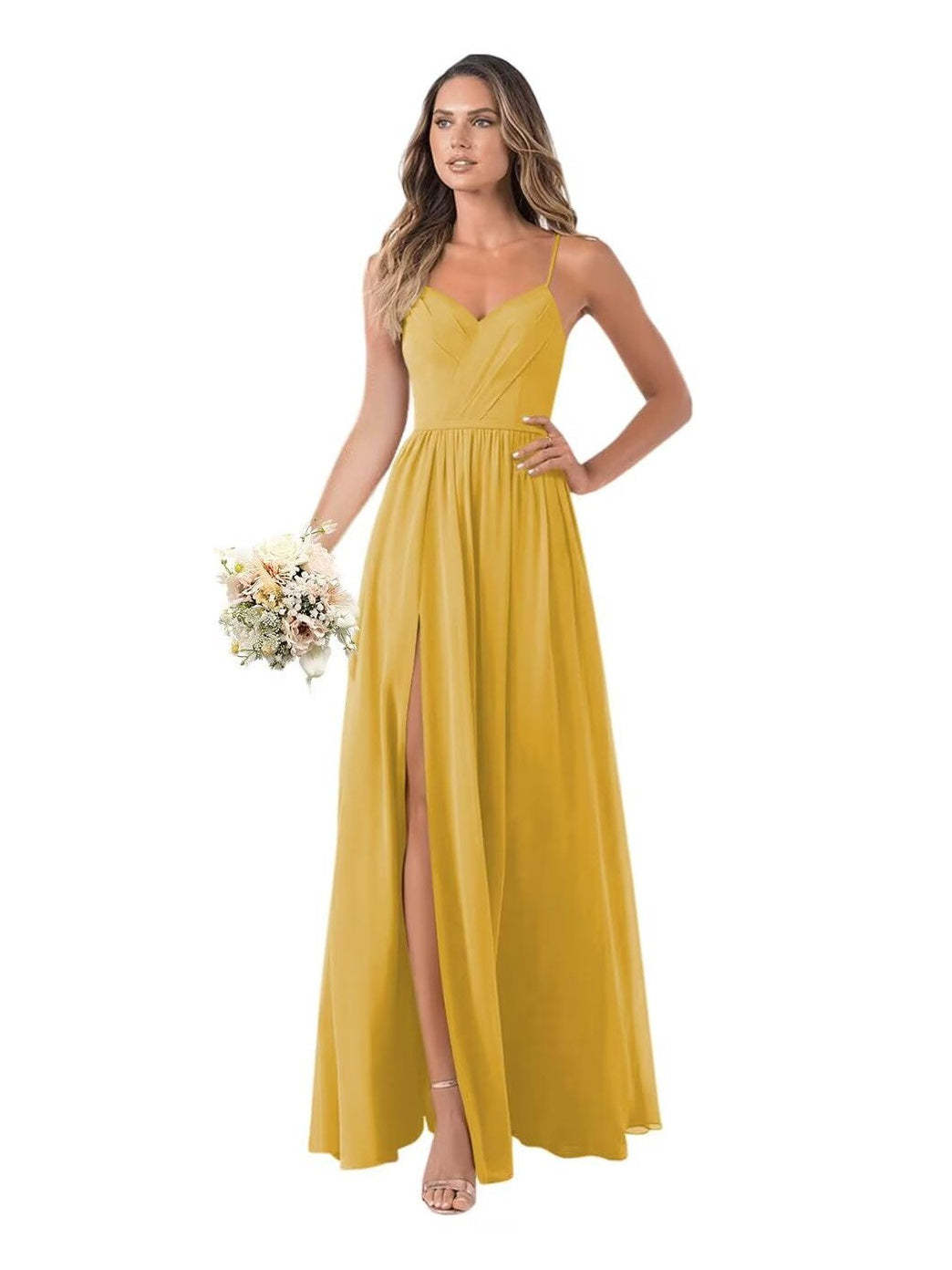 Floor-Length Sleeveless Chiffon Bridesmaid Dresses in A-Line/Princess Style