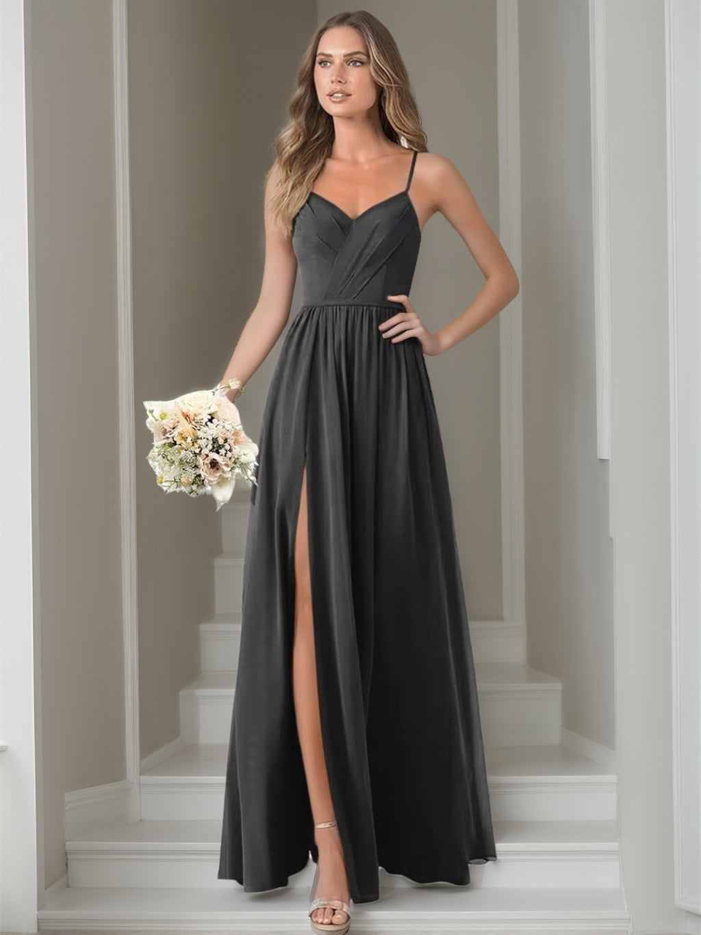 Floor-Length Sleeveless Chiffon Bridesmaid Dresses in A-Line/Princess Style