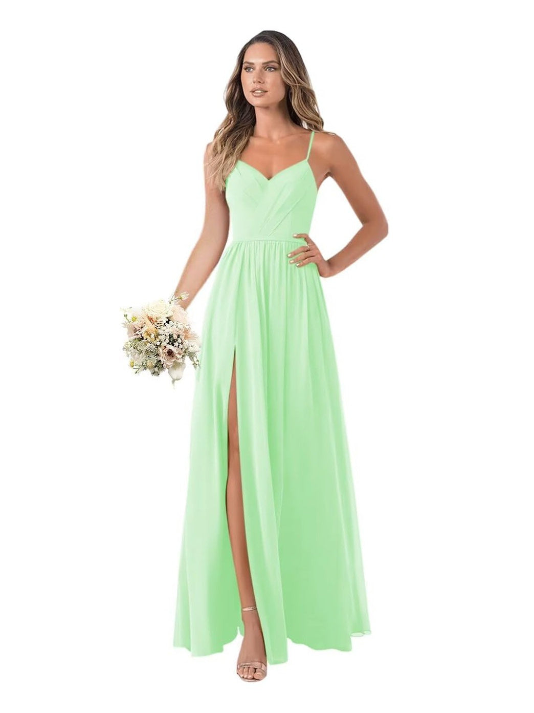 Floor-Length Sleeveless Chiffon Bridesmaid Dresses in A-Line/Princess Style