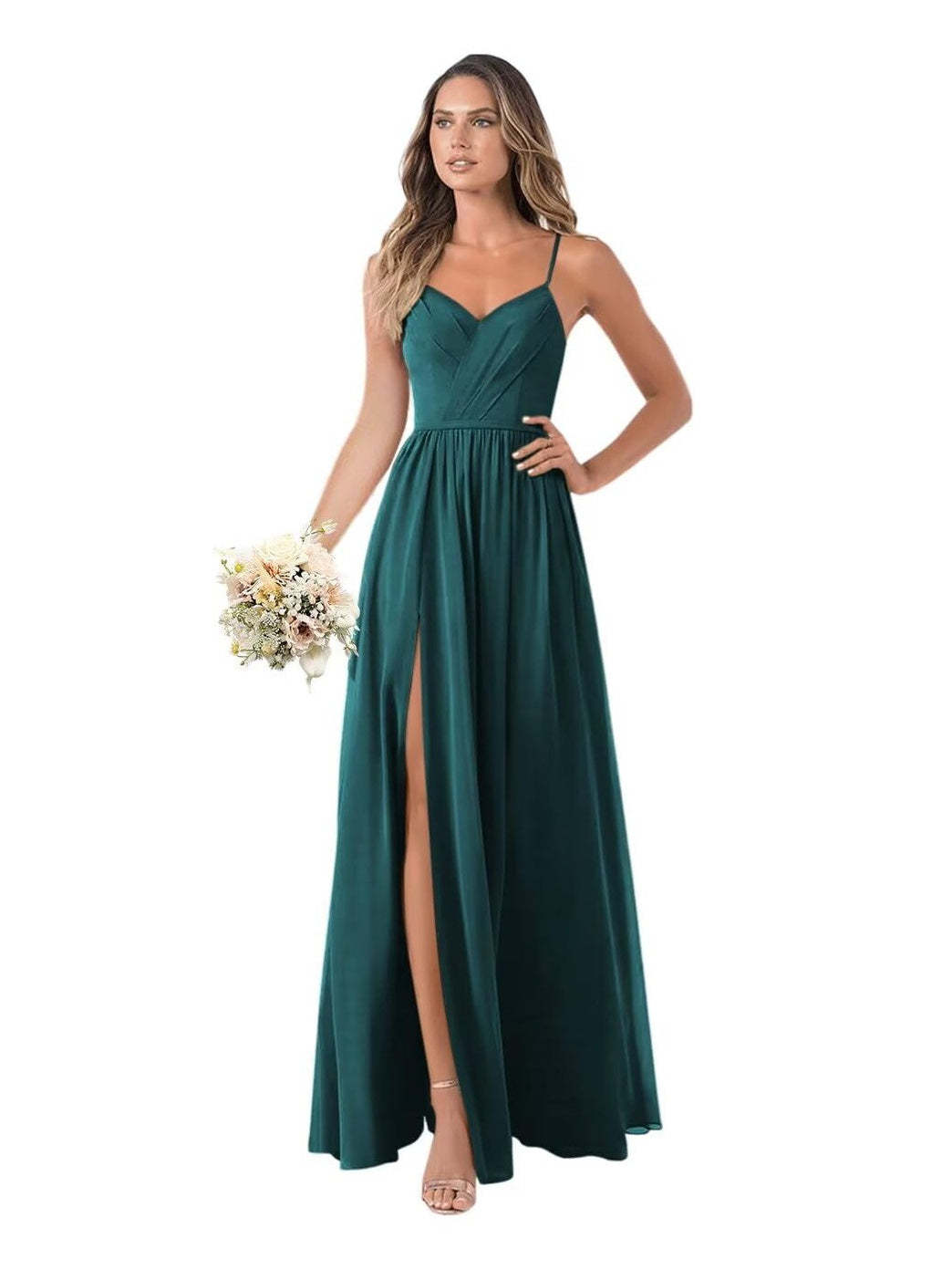 Floor-Length Sleeveless Chiffon Bridesmaid Dresses in A-Line/Princess Style