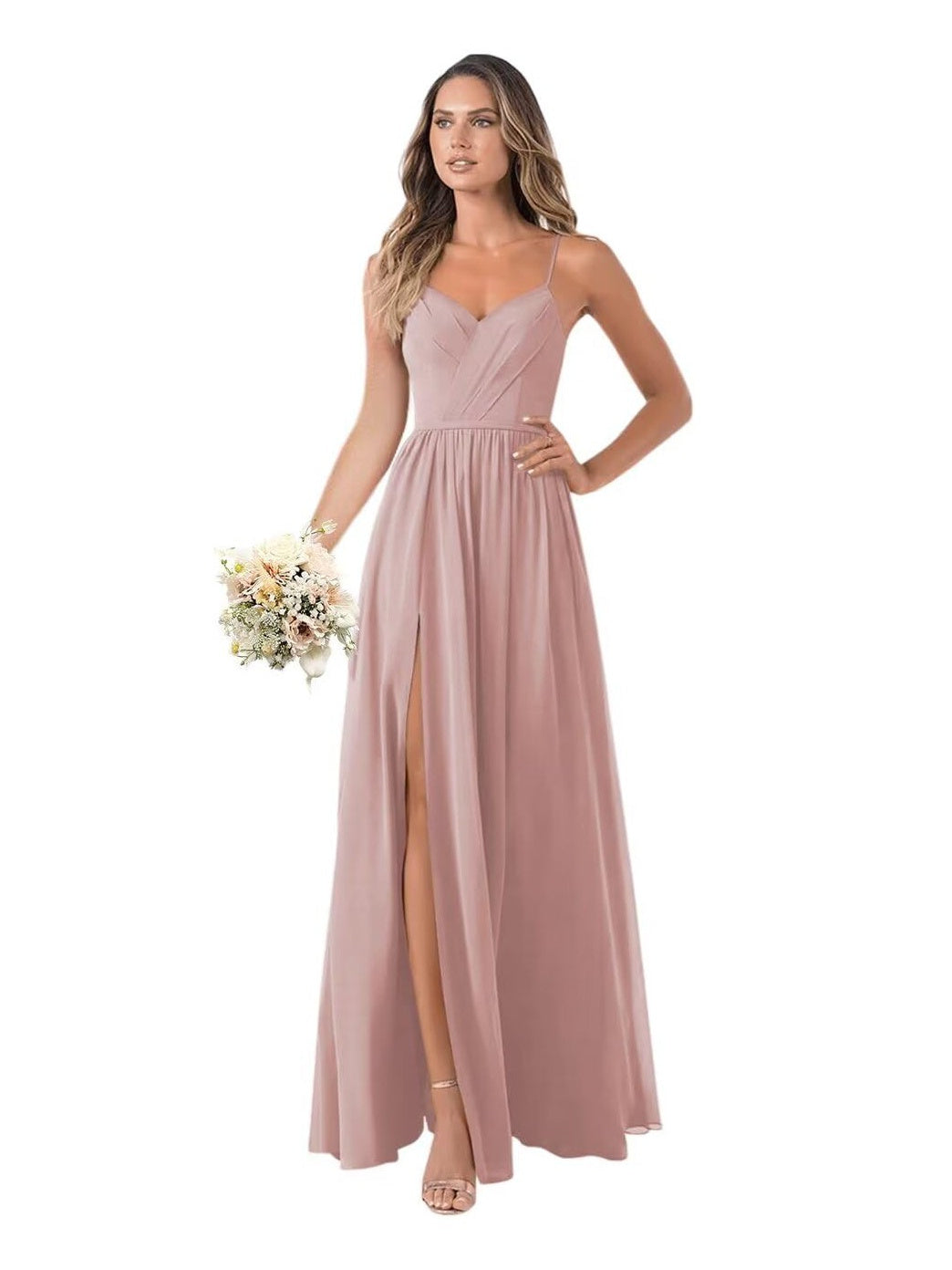 Floor-Length Sleeveless Chiffon Bridesmaid Dresses in A-Line/Princess Style