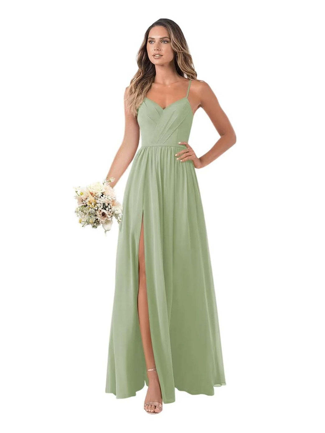 Floor-Length Sleeveless Chiffon Bridesmaid Dresses in A-Line/Princess Style