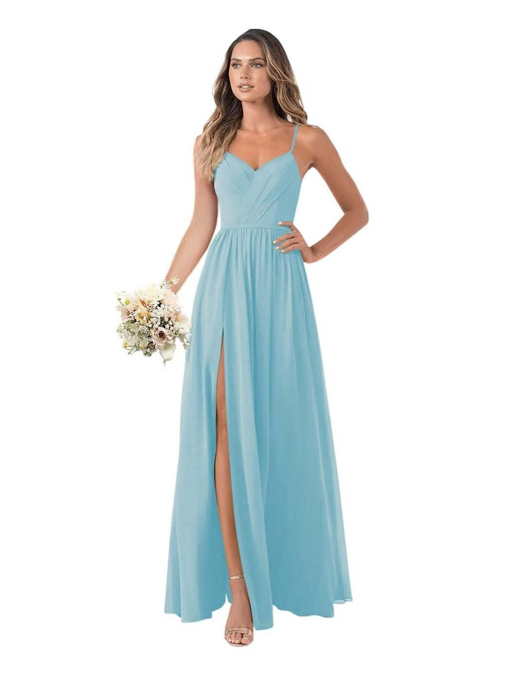 Floor-Length Sleeveless Chiffon Bridesmaid Dresses in A-Line/Princess Style