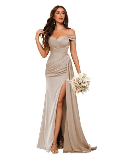 Sweetheart Neck Floor-Length Bridesmaid Dresses in Chiffon Satin with Mermaid/Trumpet Silhouette