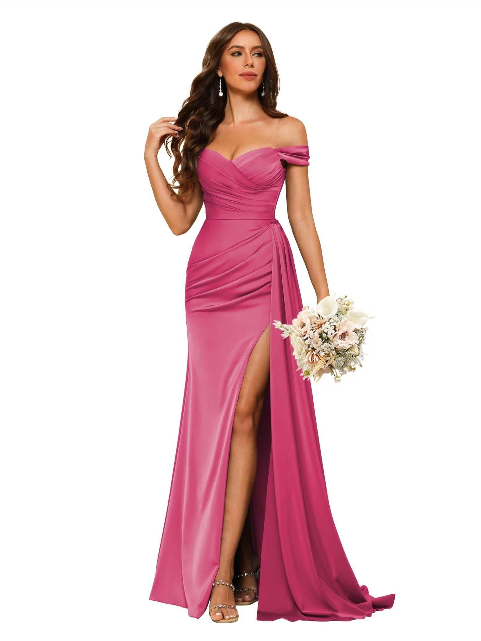 Sweetheart Neck Floor-Length Bridesmaid Dresses in Chiffon Satin with Mermaid/Trumpet Silhouette