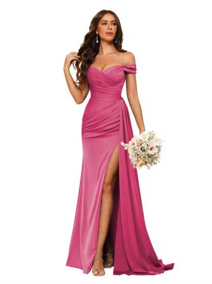 Sweetheart Neck Floor-Length Bridesmaid Dresses in Chiffon Satin with Mermaid/Trumpet Silhouette